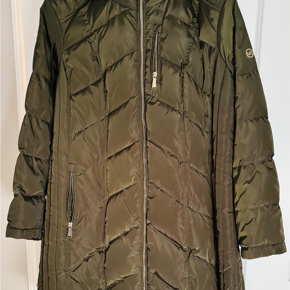 Michael Kors Dark Green Puffer Coat